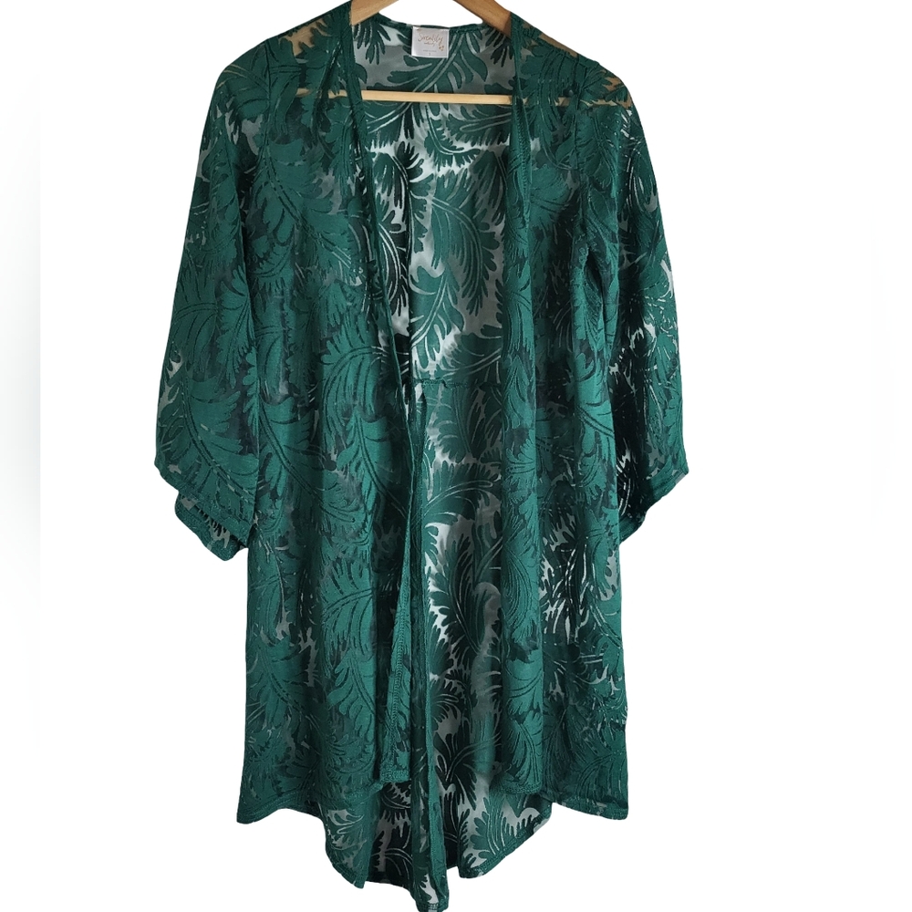 Siren Lily Teal Leaf Pattern Robe